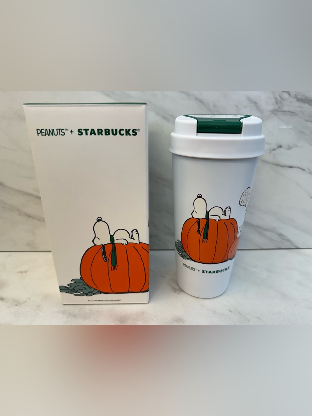 NIB Starbucks x Peanuts Snoopy Pumpkin Stainless Steel Tumbler Fall 2026 Limited